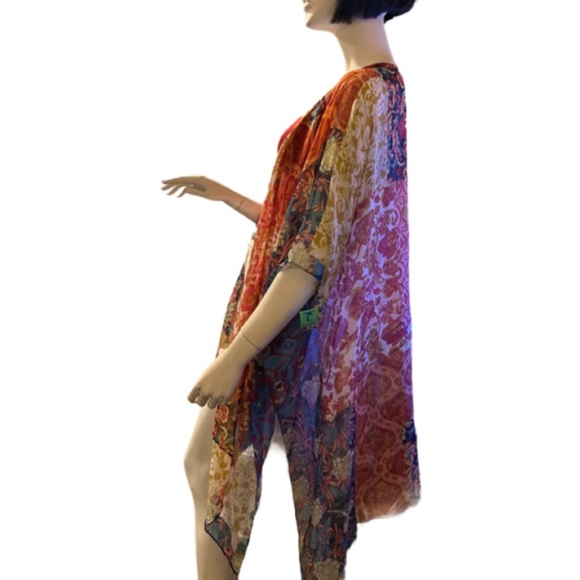 Moss Rose Beach Floral Coverup with Tassels, NWT One Size - Picture 6 of 7